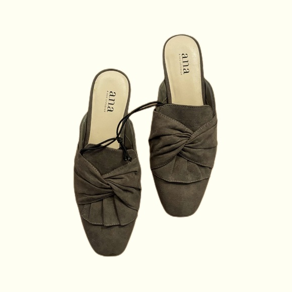 Ladies Faux Suede Taupe Mule Flats by a.n.a - Picture 4 of 7